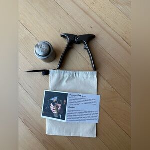 Black Champagne Bottle Opener and Bottle Stopper Set